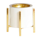 Ceramic Incense Burner Censer with Golden Iron Stand Home Desktop Ornament