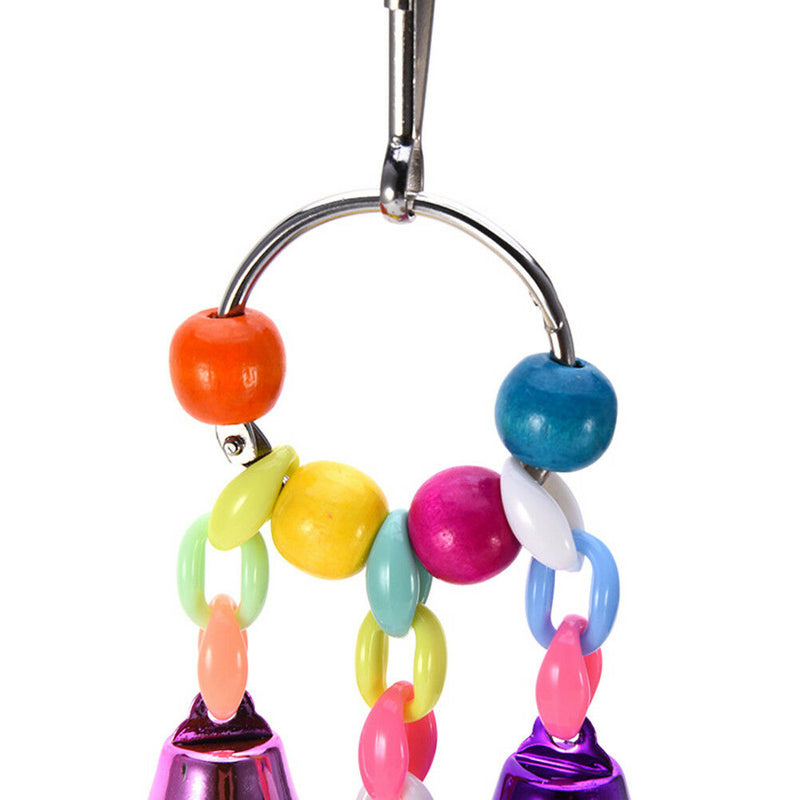 parrot bird chew cages hang toys wood large rope swing ladder bells chew LJ