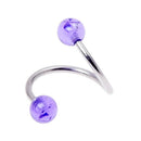 14g Stainless Steel Twist Navel Ring with Ball - Purple O5M6