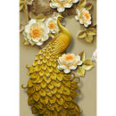 5D DIY Diamond Painting Golden Peafowl Flower Full Round Drill Embroidery  A