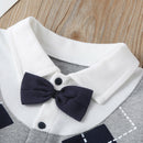 Cute Faux Two Piece Autumn Baby Romper Boys Cute Bow Tie Playsuit (18-24M) A