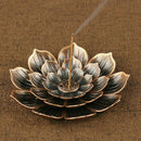 6 Holes Alloy Incense Burner Stick Holder Plate Buddhism Coil Lotus Censer