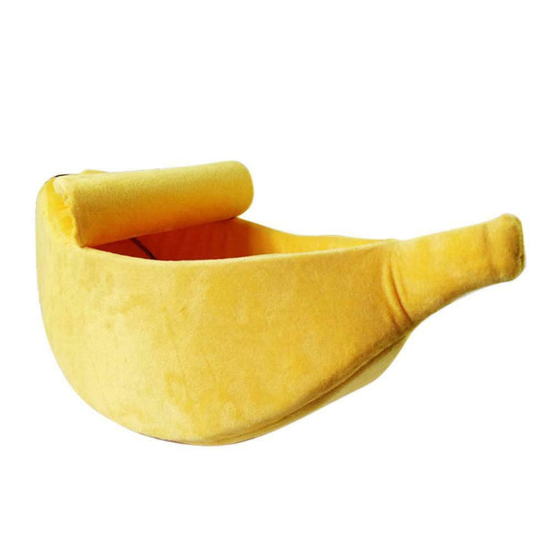 Cute Banana Shape Pets Bed House Warm Cat Nest Dog Mat Kennel (Yellow S) A