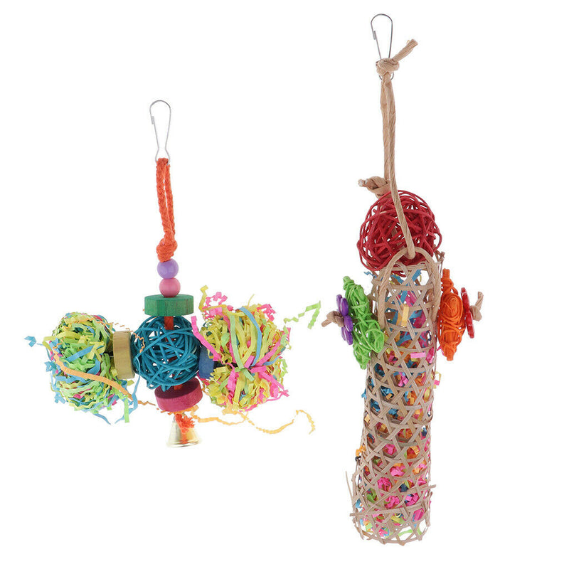 4 Pcs Colored Parrot Chewing Chew Toys Cage Hanging Swing Rope Random Color