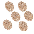 6Pcs Wood Carved Flower Appliques Round Cabinet Onlay with Natural Color