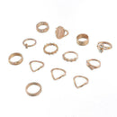13x Mujer Golden Crystal Turtle Finger Rings Knuckle Midi Ring Sets Boho Q7 Y2W3