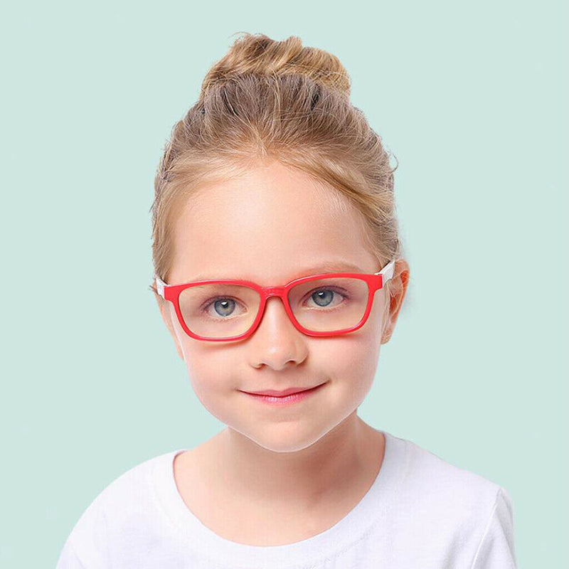 2PCS New Kid Stylish Eye Glasses Anti Eyestrain Soft Silicone Frame Glasses