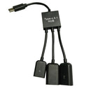 3 In 1 USB OTG Host Adapter Adapter Cable With 2x USB 2.0 1x Micro USB Port For