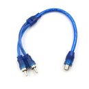 1 RCA Female To 2 Male Splitter Stereo Audio Y Adapter Cable Wire Connector JR