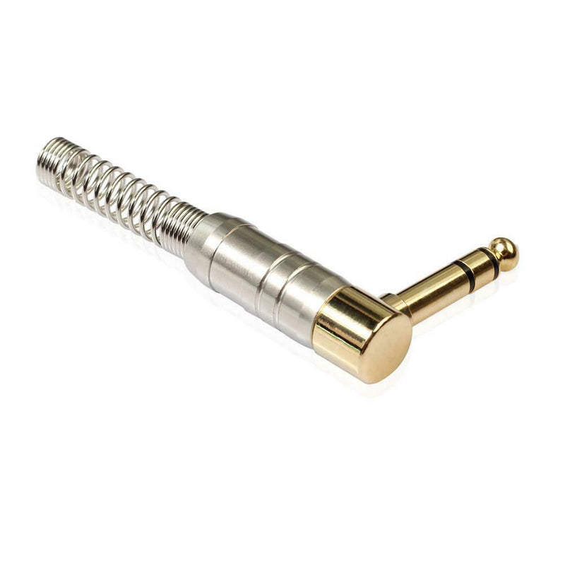 6.35mm Stereo Audio Adapter Angle 90 Degree Male Plug Connector w/Spring