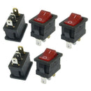 5 Pcs Red Light Illuminated ON/OFF 2 Position SPST Boat Rocker Switch 3 Pin