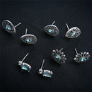 4Pairs Water Drop Crystal Zirconia Stud Earrings Women Boho Jewelry Earring JR