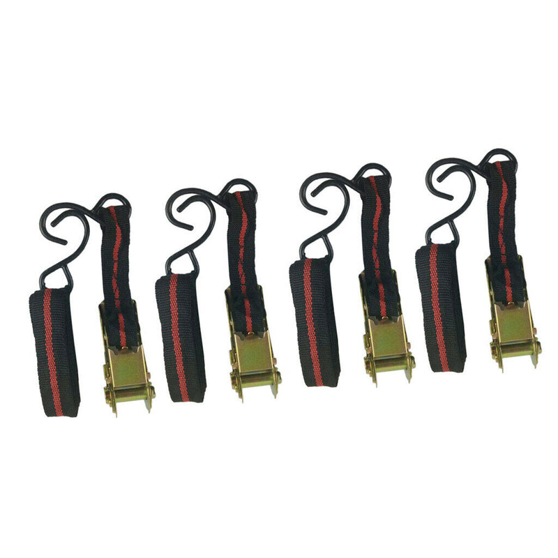 4x Ratchet Tie Down With S Hook Buckle Cargo Strap Hauling Car Truck Trailer