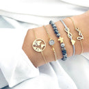 5PC/Set Punk Turtle Map Crystal Bead Multilayer Pendant Bracelet Charm Jewelr ME