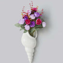 Porcelain Spiral Shell Wall Flower Vase Hydroponics Holder, Wall Mounted