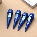 4pcs Aluminum Spike Shaped Car Bike Tire Valve Stem Dustproof Caps Covers Blue