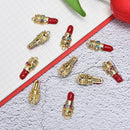 10Pcs/set Enamel Alloy Crystal Lipstick Charms Pendant Jewelry Craft DIY Makâ„–[
