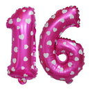 16 Numbers Ages Heart Foil Balloons Birthday Anniversary Party Decor 32 Inch