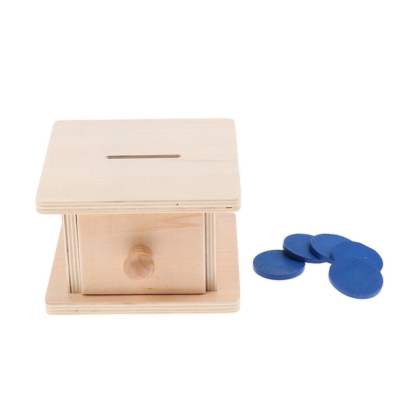 Montessori Sensorial Material Wood Coin Box Piggy Bank Learning Educational