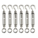 6x M4 Stainless Steel Turnbuckle Rope Wire Rigging Tension Tightener Hook