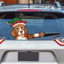 Elf Hat Beagle Dog Car Rear Windshield Wiper Stickers Decals Auto Styling