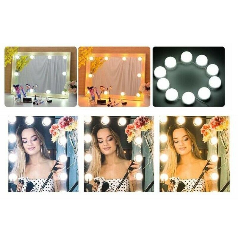 Hollywood Style LED Mirror Light Makeup Mirror USB Cosmetic Make Up Lamp 10 N2V9