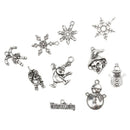10x Multi Style Snowflake Snowman Christmas Charms Pendants for DIY Jewelry