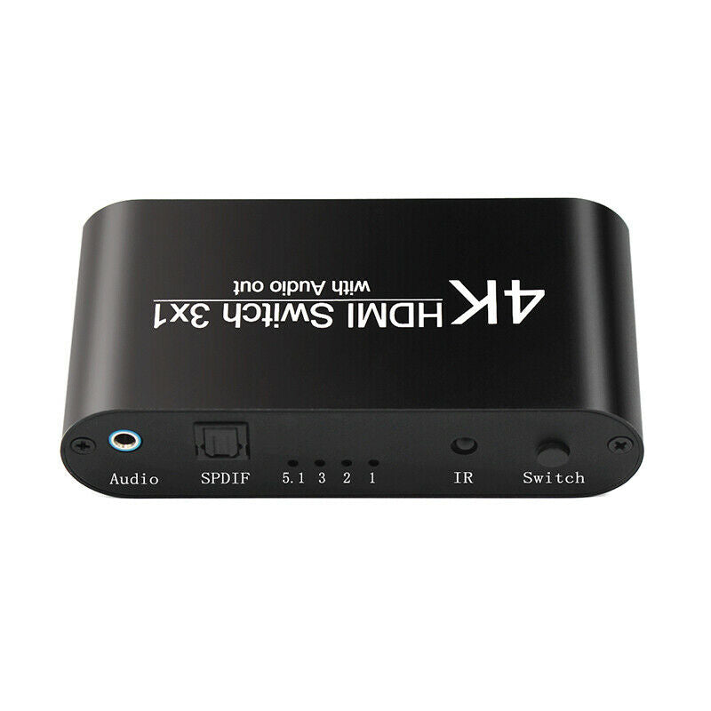 3 Input x 1 Output 4K 4:4:4 HDMI Video Switcher Splitter Adapter w/ 3.5mm Cable