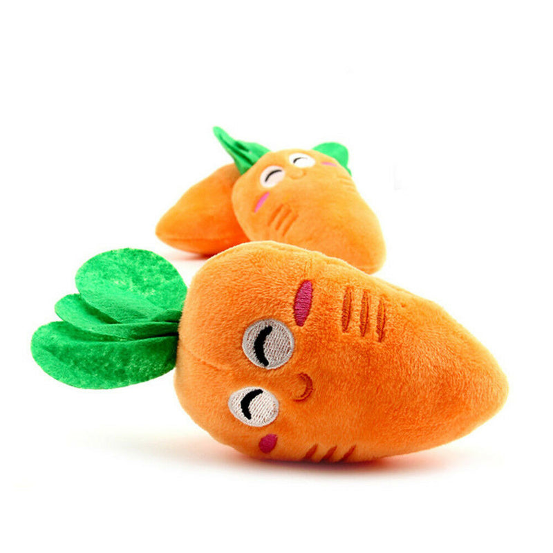 Cute Puppy Pet Supplies Carrot Plush Chew Squeaker Sound Squeaky Soft Dog Toys--
