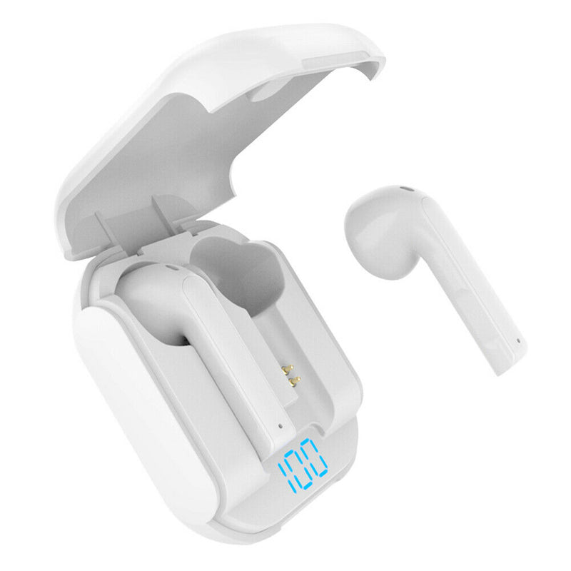 JC-16 TWS Bluetooth Earbuds with Mic Digital Display Charging Case (White)
