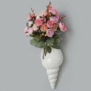 Modern White Ceramic Sea Shell Conch Flower Vase Wall Hanging Home Decor Li W9Z6