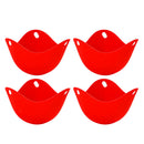 Set of 4 Kitchen Egg Cooking Poacher Egg Cooker For Microwave Stovetop Red