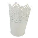 Metal Crown Lace Planter Flower Plant Pot DIY Home Gardening Decor -White