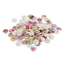 100pcs 15mm Flower Plants Mixed Colors Pattern Round Buttons Wooden Sewing  I5F9