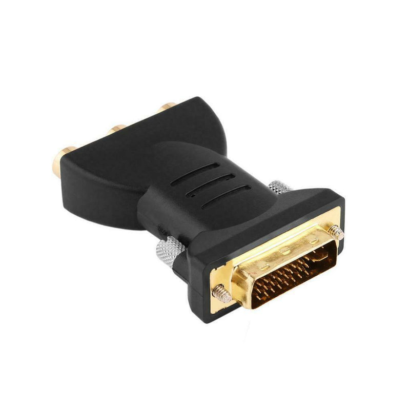 Standard DVI-I 24+5 Male to Black 3 RCA Female Connector Converter Plug