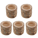 5 Pack Rustic Wooden Votive Candle Holder Tea Light Candlestick Party Ornament