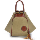 Washed Canvas Bag Ladies Double Back Multi-Function Backpack Fringed Canvas