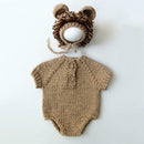 Kids Romper Baby Jumpsuit Bodysuit with Hat Knitting Sweater Photo Props A