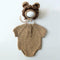 Kids Romper Baby Jumpsuit Bodysuit with Hat Knitting Sweater Photo Props A