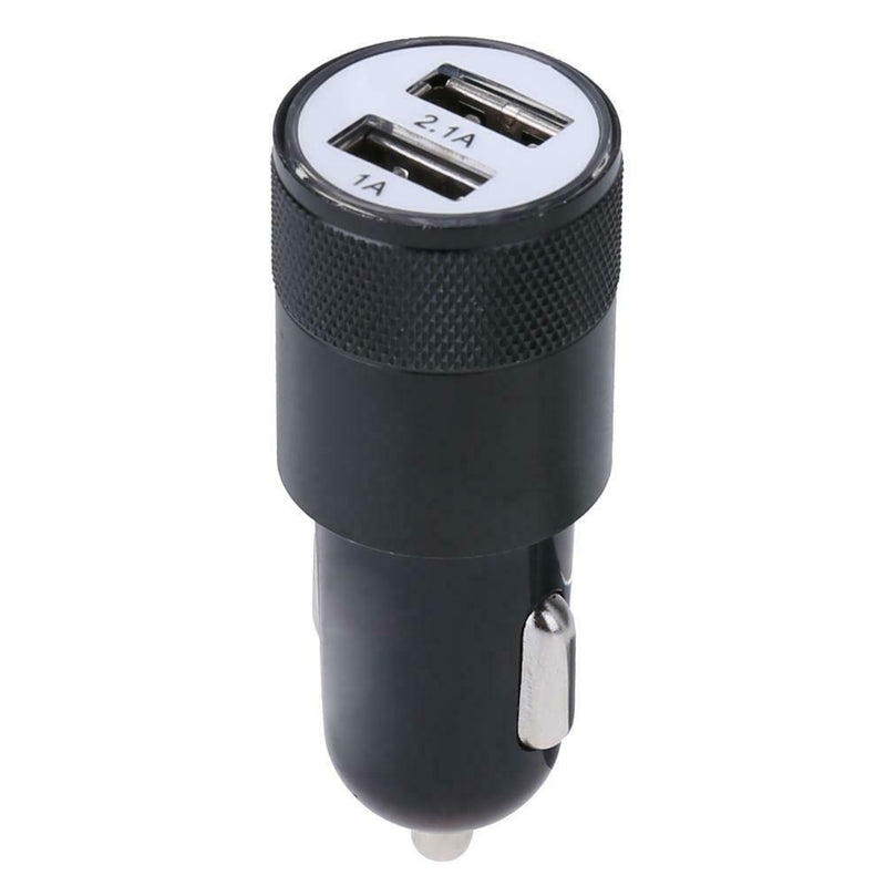Metal Dual USB 2.1A Car Cigarette Lighter Adapter Charger(Black) A