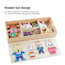 Baby Wooden Jigsaw Puzzle Dressing Game Rabbit Change Clothes Children Toys
