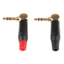 2Pieces 90 Degree 3.5mm 3Pole Male Earphones Audio Solder Jack Plug Adapter