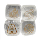 4Pcs/Set Natural Rock Crystal Quartz Palm Stone Water Fire Soil Wind Carved