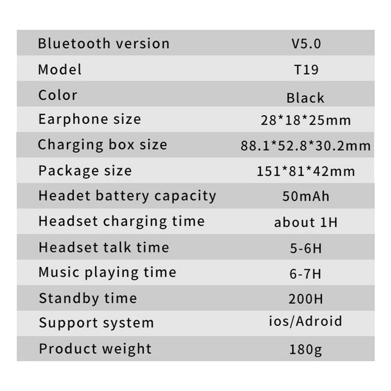 Mini T19 Sport 3000mAh Bluetooth 5.0  Earphone Headset With Flashlight