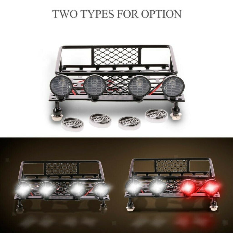 Metal Roof Luggage Rack w/ 4pcs LED Lights for 1:10 1:8 RC Car Truck Crawler