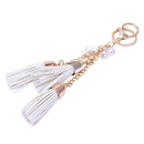 Synthetic Leather Tassel Keychain Car Key Chain Ornaments Bag Charm White
