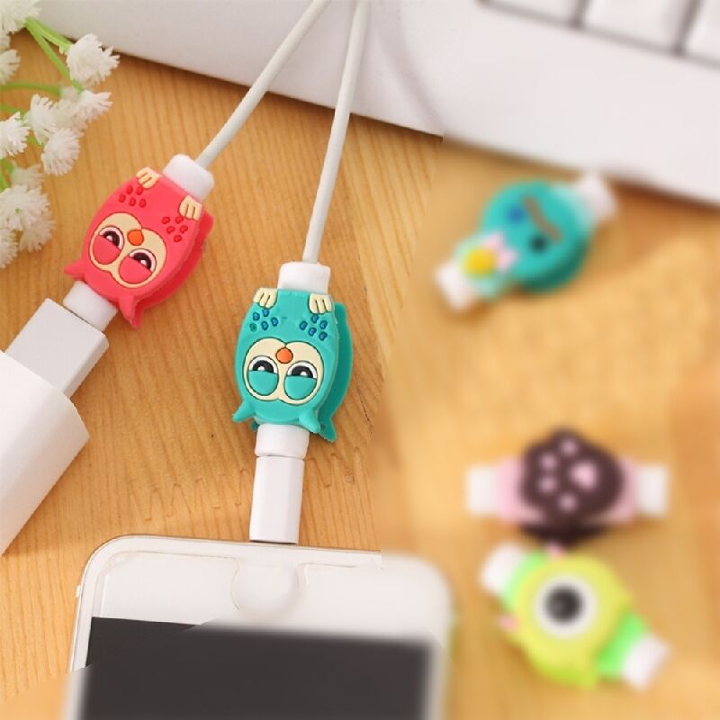 6pcs Cute Owl Shaped  USB Earphone Data Charger Cable Saver Protector Gift.