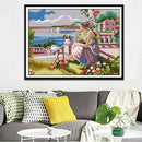 Flower & Girl Stamped Cross Stitch Kit DIY Handmade Needlework for Beginners