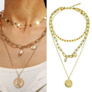 Fashion Women Multilayer Chain Lock Heart Pendant Portrait Necklac Circle C O2Y1