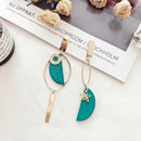Fashion Women Long Asymmetric Earrings Drop Dangle Green Chain Earrings WO MFD
